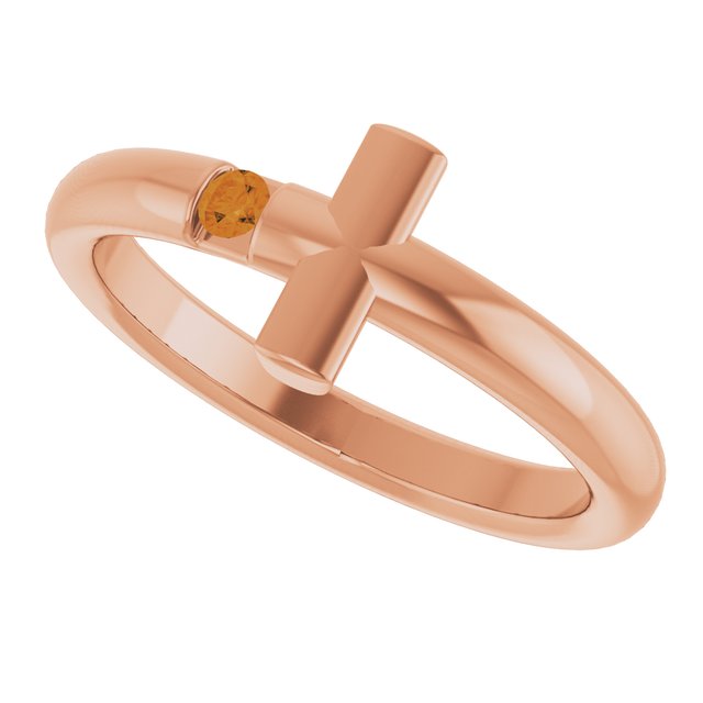 Round Citrine Crosses Ring in Rose Gold