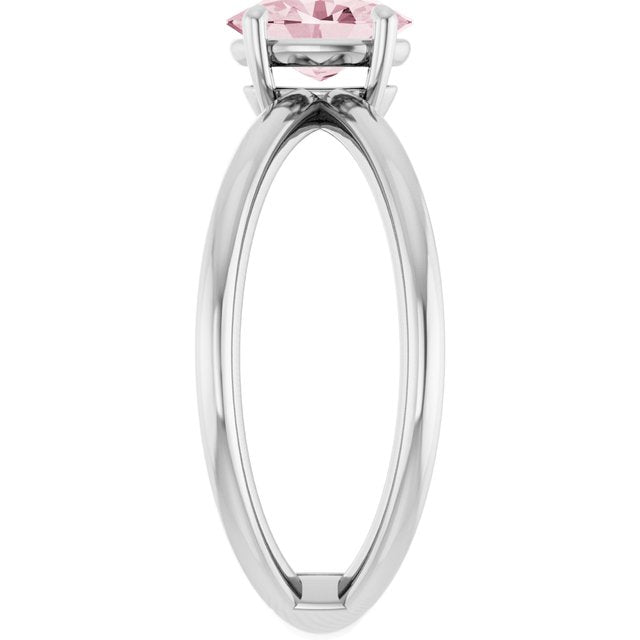 Oval Pink Mandganite Negative Space Ring in Gold and Platinum