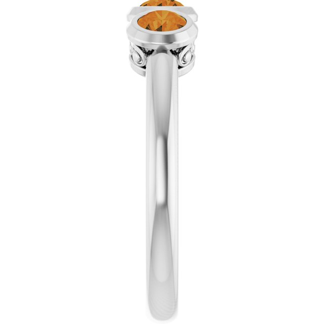 Round Citrine Three Stone Ring in White Gold