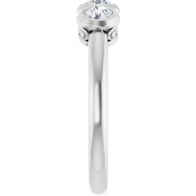 Round White Sapphire Three Stone Ring in Platinum