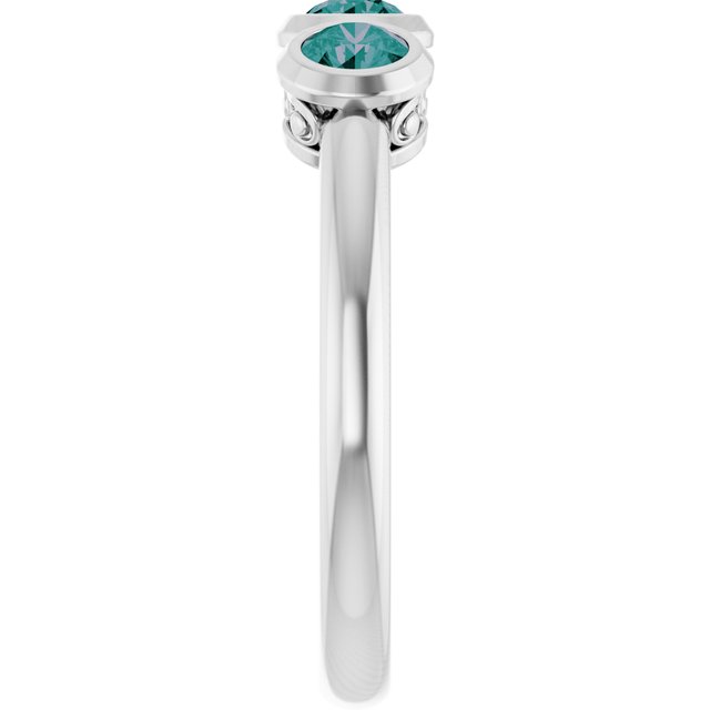 Round Lab-Grown Alexandrite Three Stone Ring in Platinum