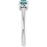 Round Alexandrite Three Stone Ring in White Gold
