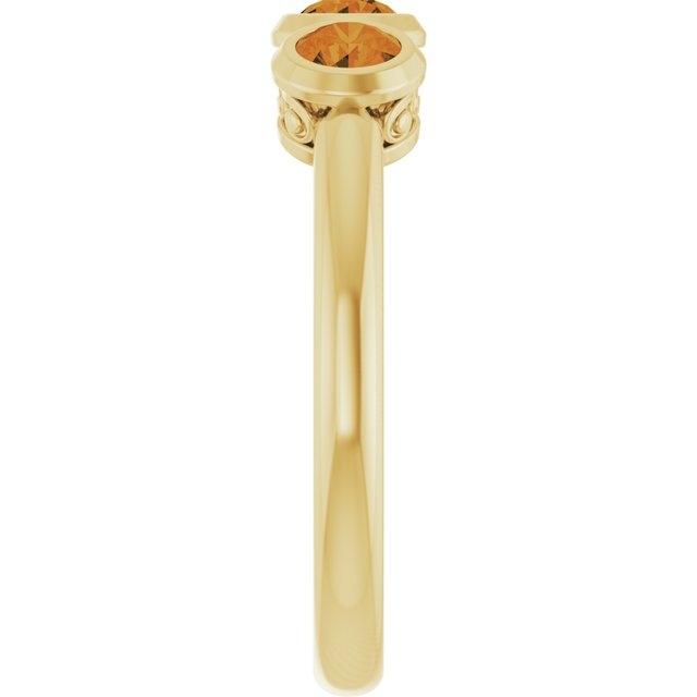 Round Citrine Three Stone Ring in Yellow Gold