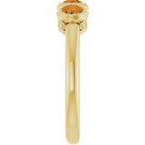 Round Citrine Three Stone Ring in Yellow Gold