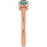 Round Lab-Grown Alexandrite Three Stone Ring in Rose Gold