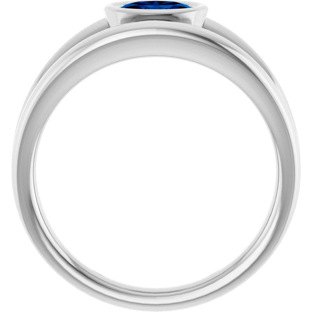 Oval Blue Sapphire Negative Space Ring in Gold and Platinum