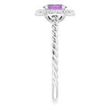 Oval Amethyst Halo Ring with Diamond Accents in Gold and Platinum