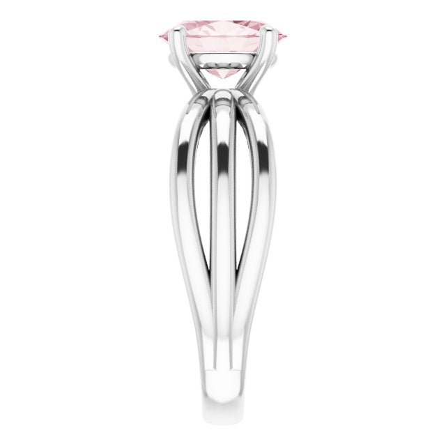 Oval Pink Mandganite Solitaire Ring in Gold and Platinum