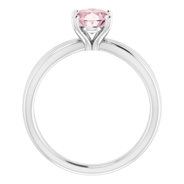 Oval Pink Mandganite Solitaire Ring in Gold and Platinum