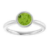 Natural Peridot 10k White Gold Solitaire Ring in