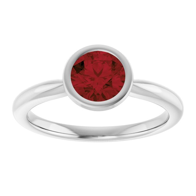 Natural Mozambique Garnet 10k White Gold Solitaire Ring in