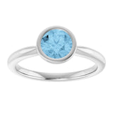 Natural Sky Blue Topaz 10k White Gold Solitaire Ring in