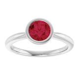 Lab-Grown Ruby 10k White Gold Solitaire Ring in
