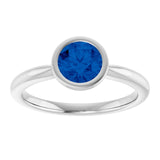 Lab-Grown Blue Sapphire 10k White Gold Solitaire Ring in