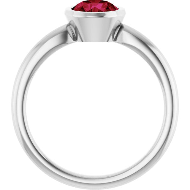Lab-Grown Ruby 10k White Gold Solitaire Ring in