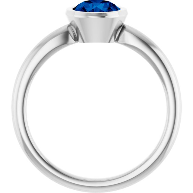 Lab-Grown Blue Sapphire 10k White Gold Solitaire Ring in
