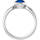 Lab-Grown Blue Sapphire 10k White Gold Solitaire Ring in
