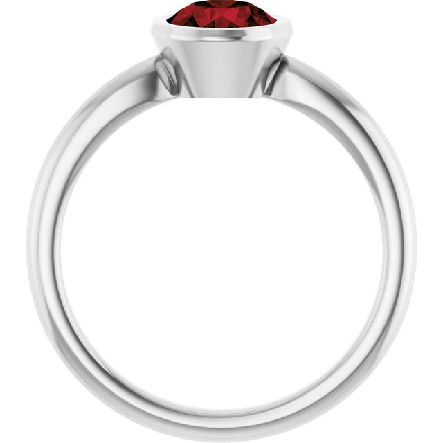 Natural Mozambique Garnet 10k White Gold Solitaire Ring in