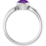 Natural Amethyst 10k White Gold Solitaire Ring in