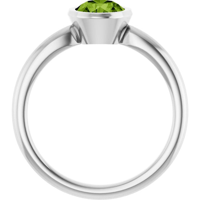 Natural Peridot 10k White Gold Solitaire Ring in