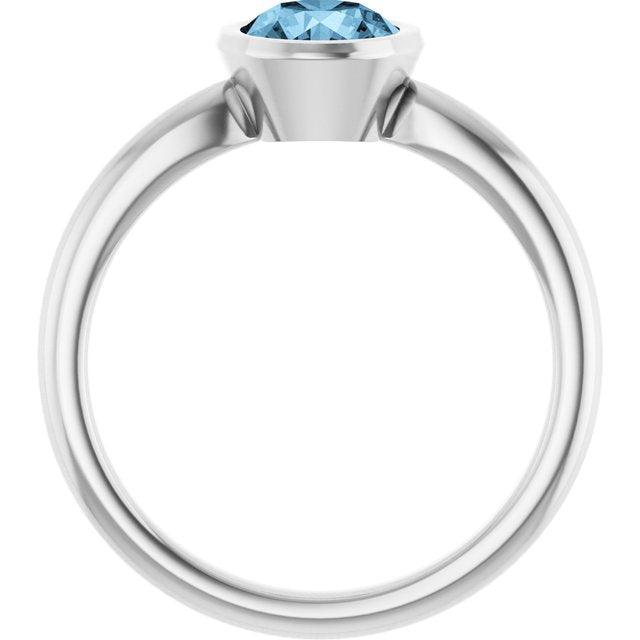 Natural Sky Blue Topaz 10k White Gold Solitaire Ring in