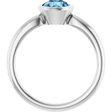 Natural Sky Blue Topaz 10k White Gold Solitaire Ring in