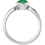Lab-Grown Emerald 10k White Gold Solitaire Ring in
