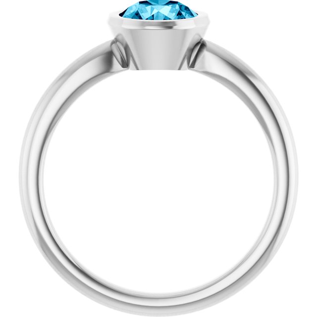 Natural Aquamarine 10k White Gold Solitaire Ring in