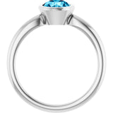 Natural Aquamarine 10k White Gold Solitaire Ring in