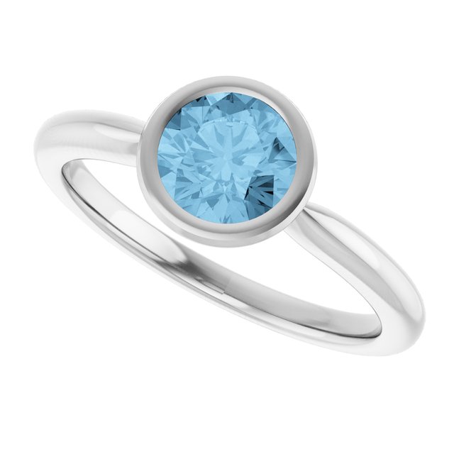 Natural Sky Blue Topaz 10k White Gold Solitaire Ring in