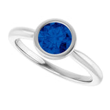 Lab-Grown Blue Sapphire 10k White Gold Solitaire Ring in