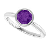 Natural Amethyst 10k White Gold Solitaire Ring in