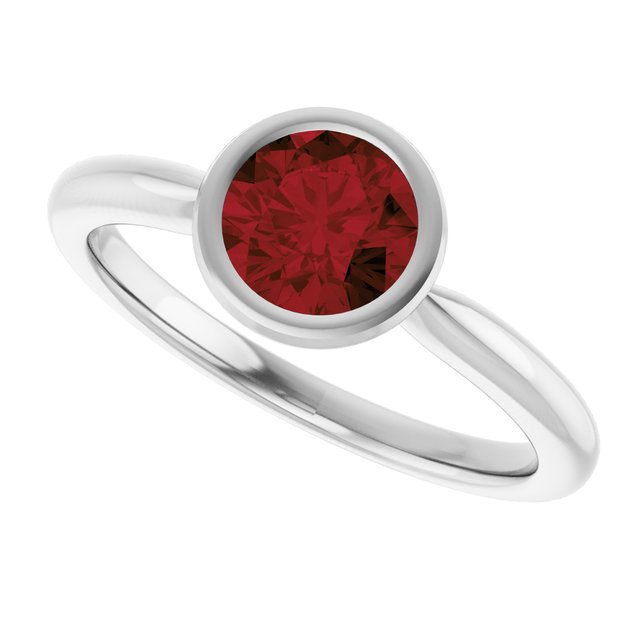 Natural Mozambique Garnet 10k White Gold Solitaire Ring in