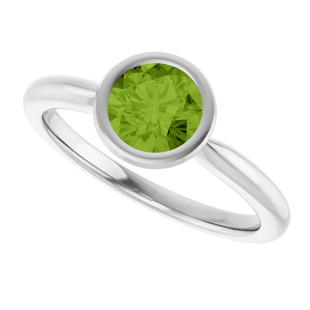 Natural Peridot 10k White Gold Solitaire Ring in