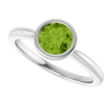 Natural Peridot 10k White Gold Solitaire Ring in
