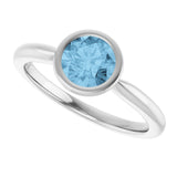 Natural Sky Blue Topaz 10k White Gold Solitaire Ring in