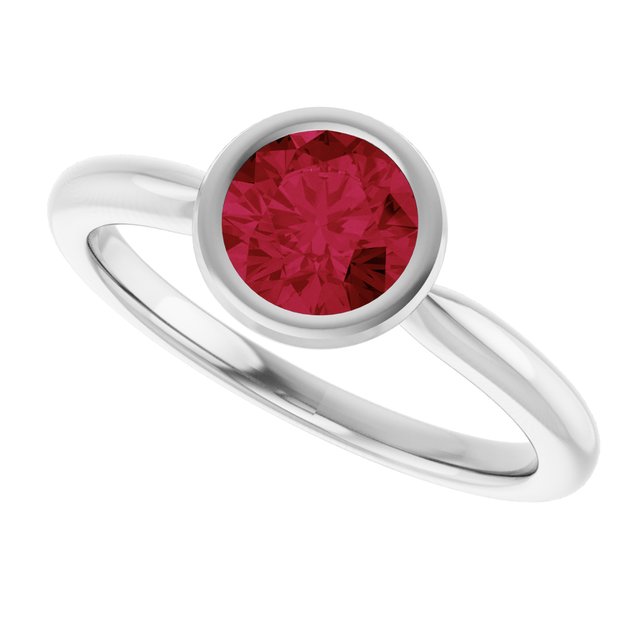 Lab-Grown Ruby 10k White Gold Solitaire Ring in