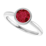 Lab-Grown Ruby 10k White Gold Solitaire Ring in