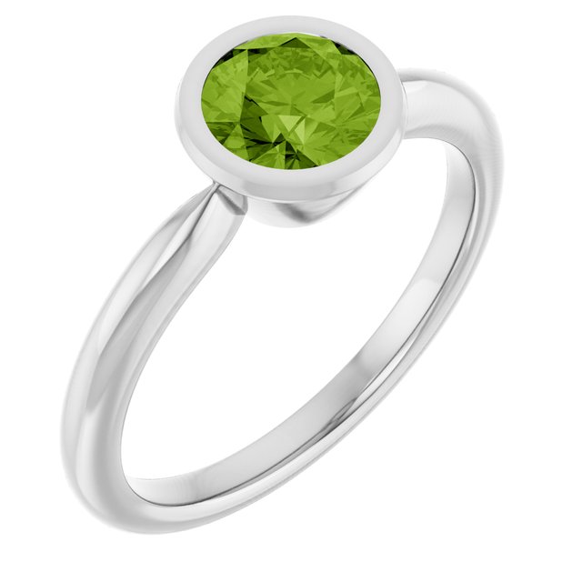 Natural Peridot 10k White Gold Solitaire Ring in
