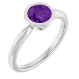 Natural Amethyst 10k White Gold Solitaire Ring in