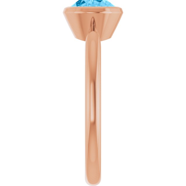 Natural Swiss Blue Topaz Rose Gold Solitaire Ring in | oval