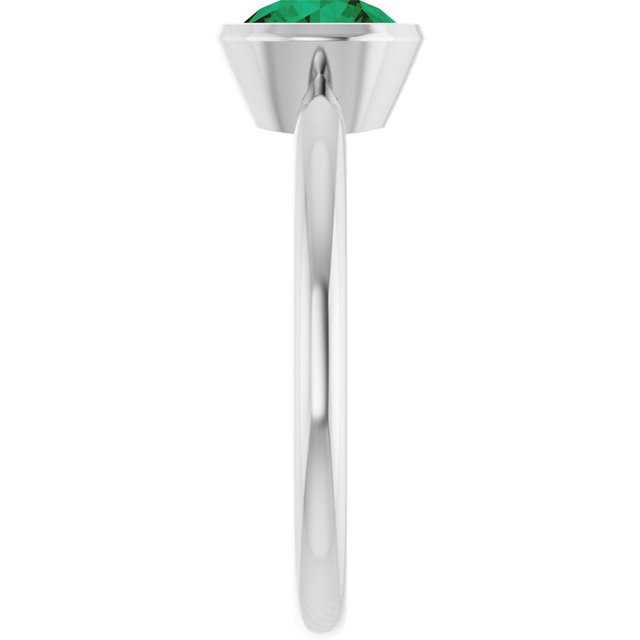 Lab-Grown Emerald 10k White Gold Solitaire Ring in