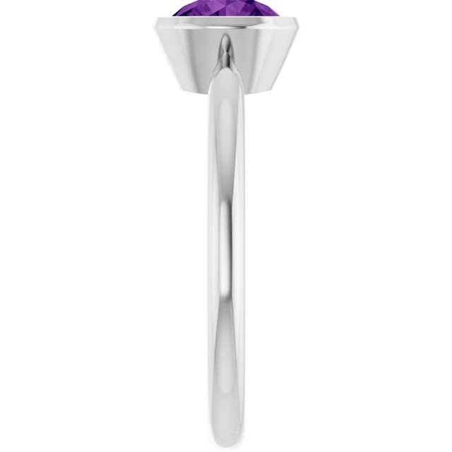 Natural Amethyst 10k White Gold Solitaire Ring in