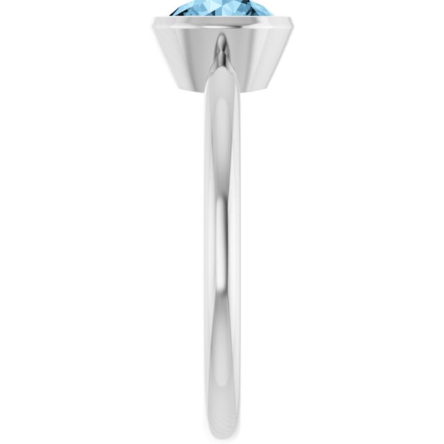 Natural Sky Blue Topaz 10k White Gold Solitaire Ring in