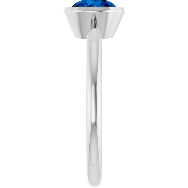 Lab-Grown Blue Sapphire 10k White Gold Solitaire Ring in