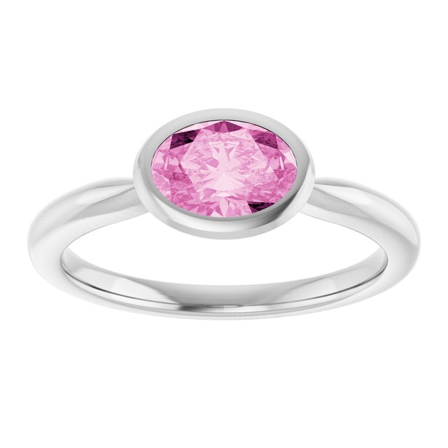 Lab-Grown Pink Sapphire White Gold Solitaire Ring in | oval
