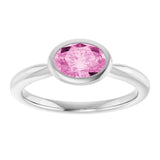Lab-Grown Pink Sapphire White Gold Solitaire Ring in | oval