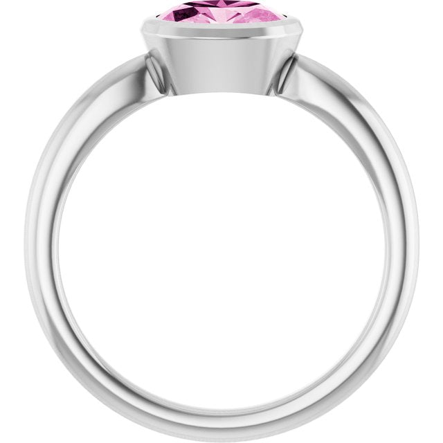 Lab-Grown Pink Sapphire White Gold Solitaire Ring in | oval