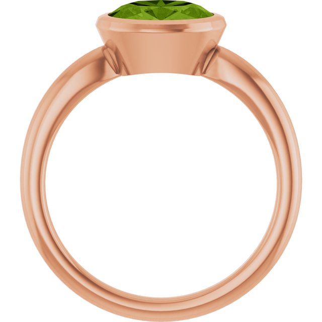 Natural Peridot Rose Gold Solitaire Ring in | oval