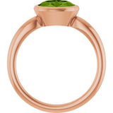 Natural Peridot Rose Gold Solitaire Ring in | oval
